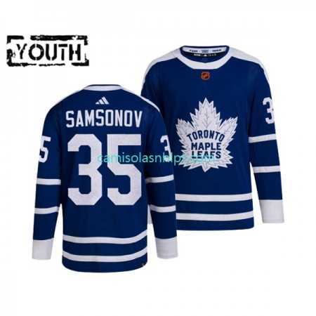 Camiseta Toronto Maple Leafs ILYA SAMSONOV 35 Adidas 2022 Reverse Retro Azul Authentic - Criança